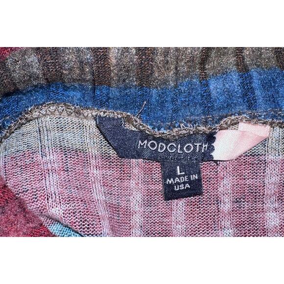 Modcloth cowl neck striped turtleneck multicolor 1970s style flowy comfy fit LG - Picture 3 of 4